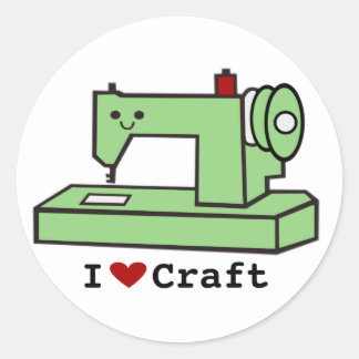 I Liebe- Kawaii-Nähmaschine Runder Aufkleber
