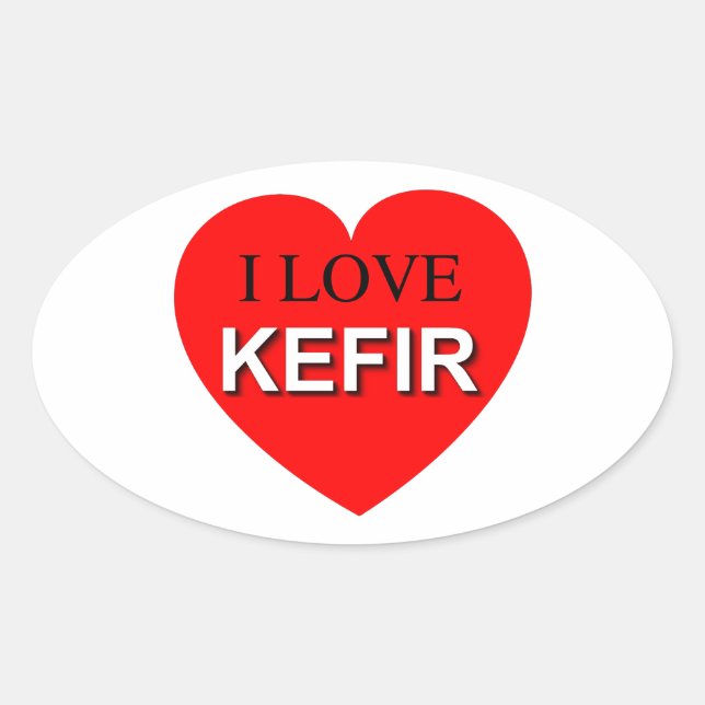 I Liebe Kefir Ovaler Aufkleber (Vorderseite)