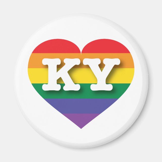 I Liebe Kentucky Gay Pride Rainbow Heart Magnet (Vorne)