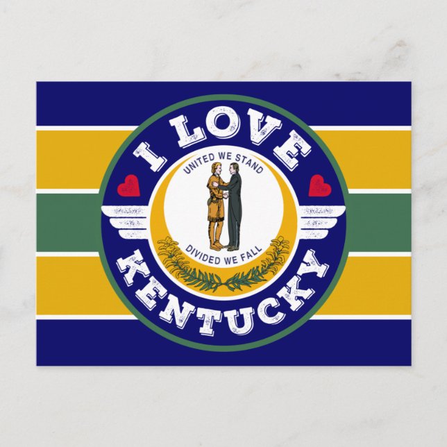 I Liebe Kentucky State Flag Retro Streifenmuster Postkarte (Vorderseite)