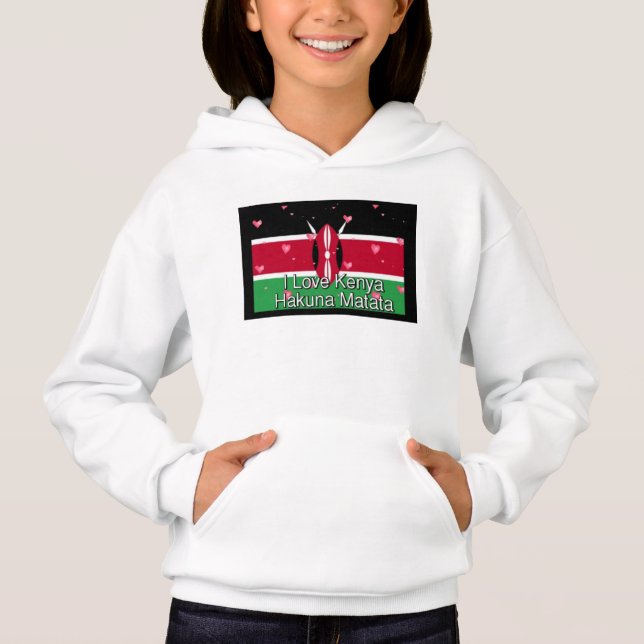 I Liebe Kenya Football ya Hakuna Matata Kinder T-S Hoodie (Vorderseite)