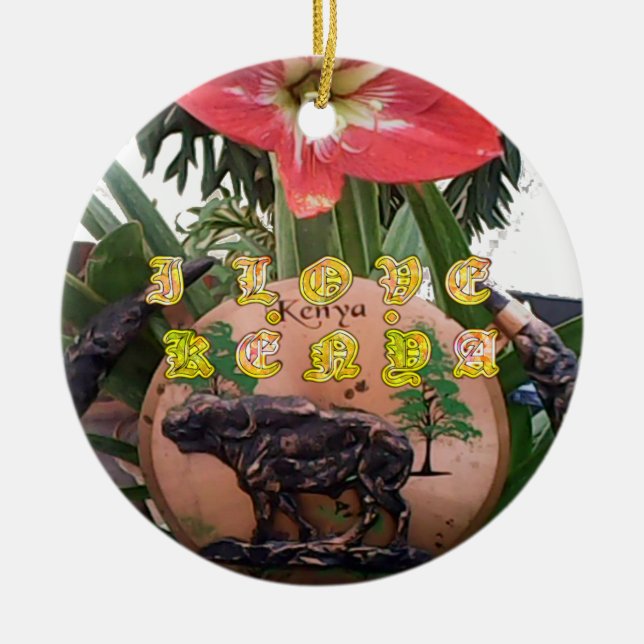 I Liebe kenya Hakuna Matata Geschenke Keramik Ornament (Vorne)