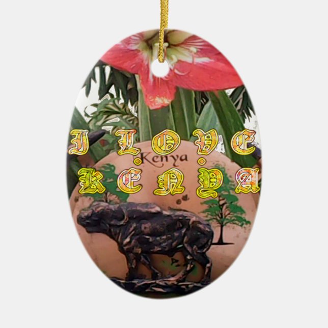 I Liebe kenya Hakuna Matata Geschenke Keramikornament (Vorne)