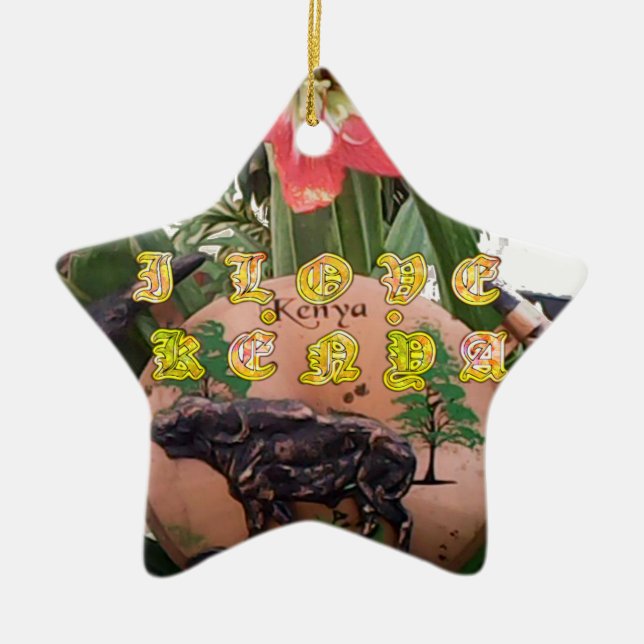 I Liebe kenya Hakuna Matata Geschenke Keramikornament (Vorne)