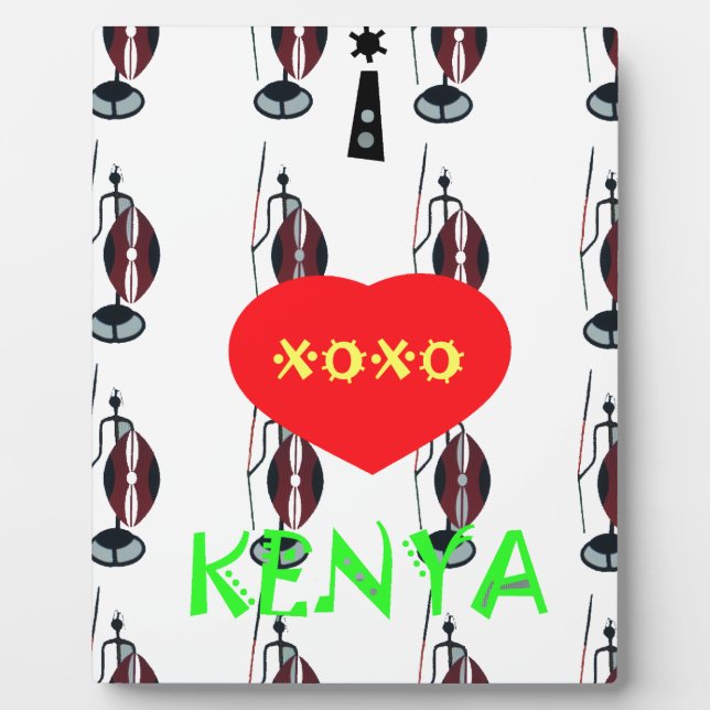 I Liebe Kenya Maasai Art Print Fotoplatte (Vorderseite)