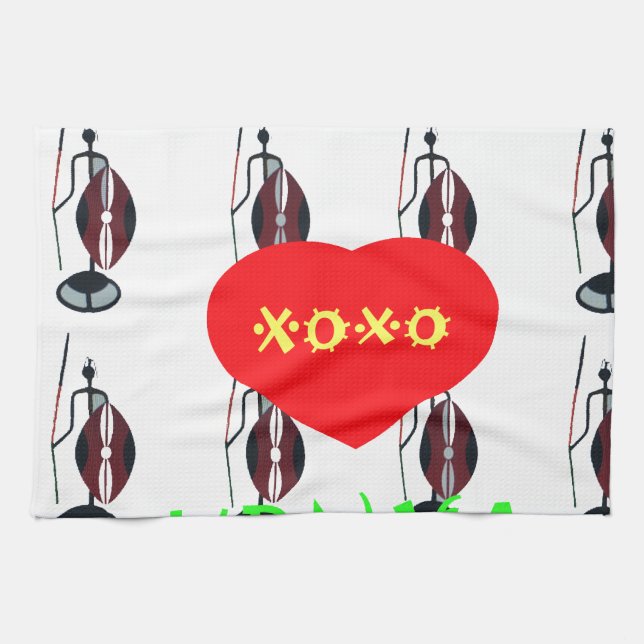I Liebe Kenya Maasai Art Print Geschirrtuch (Horizontal)