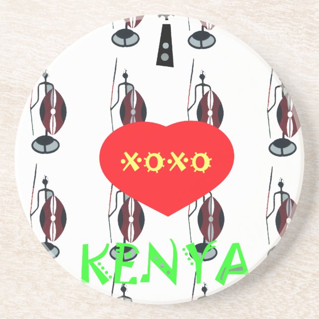 I Liebe Kenya Maasai Art Print Getränkeuntersetzer (Vorne)