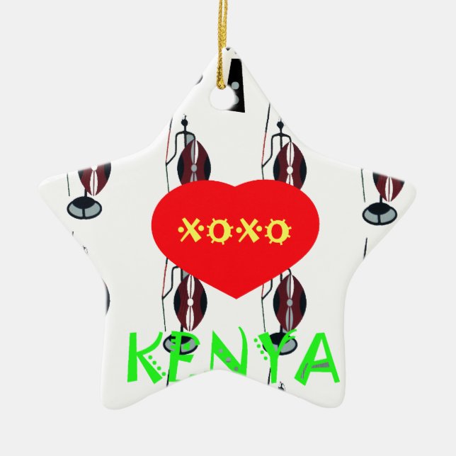 I Liebe Kenya Maasai Art Print Keramikornament (Vorne)