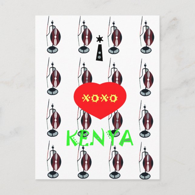 I Liebe Kenya Maasai Art Print Postkarte (Vorderseite)