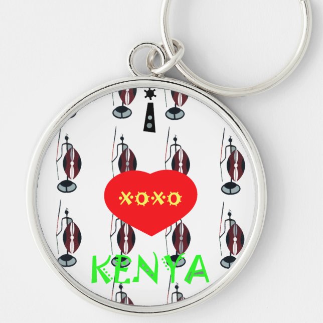 I Liebe Kenya Maasai Art Print Schlüsselanhänger (Vorne)