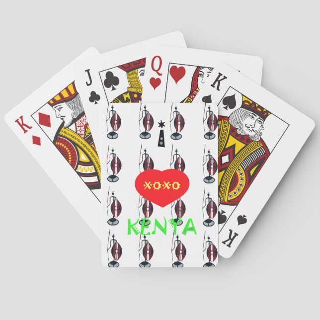 I Liebe Kenya Maasai Art Print Spielkarten (Rückseite)