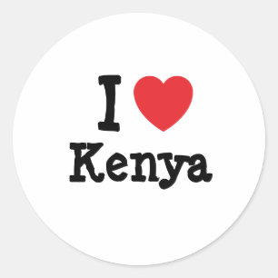 I Liebe Kenya T - Shirt Runder Aufkleber