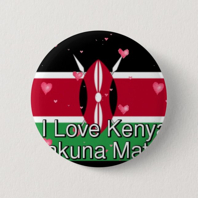 I Liebe Kenya und "Hakuna Matata" Kunstdrucken Button (Vorderseite)