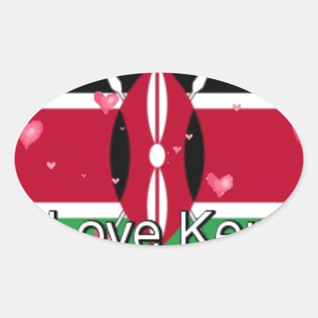 I Liebe Kenya und "Hakuna Matata" Kunstdrucken Ovaler Aufkleber (Vorderseite)