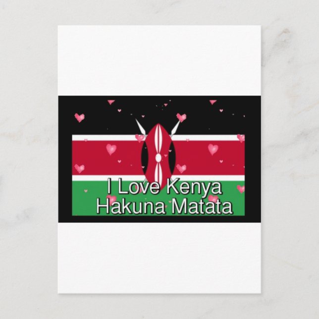 I Liebe Kenya und "Hakuna Matata" Kunstdrucken Postkarte (Vorderseite)