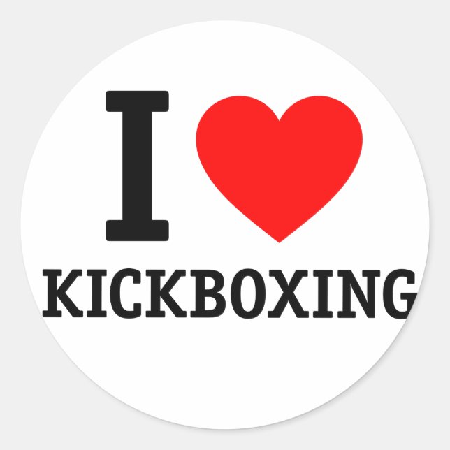 I Liebe Kickboxing Runder Aufkleber (Vorderseite)