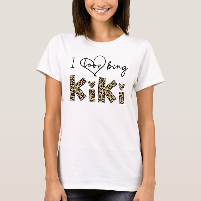 I Liebe Kiki Leopard kariert T-Shirt (Vorderseite)