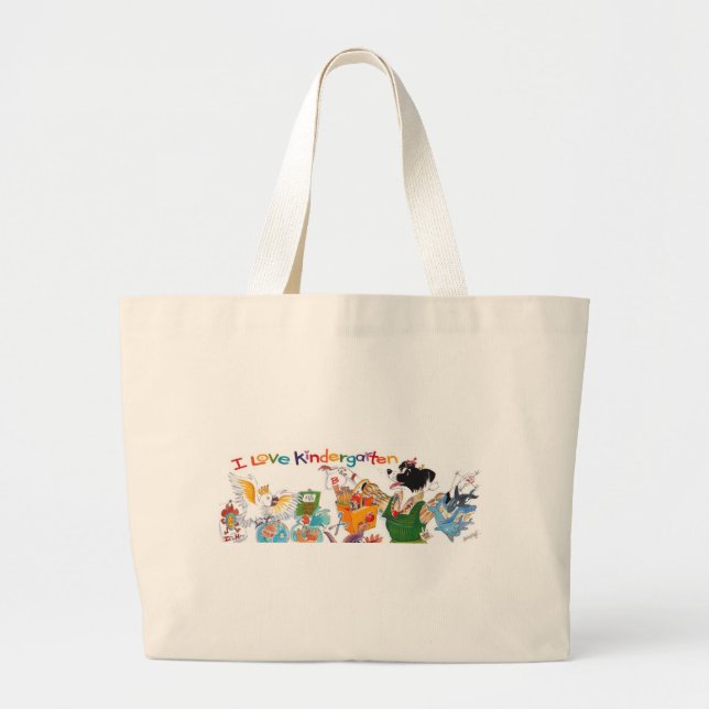 I Liebe-Kindergarten-Taschen-Tasche Jumbo Stoffbeutel (Vorne)