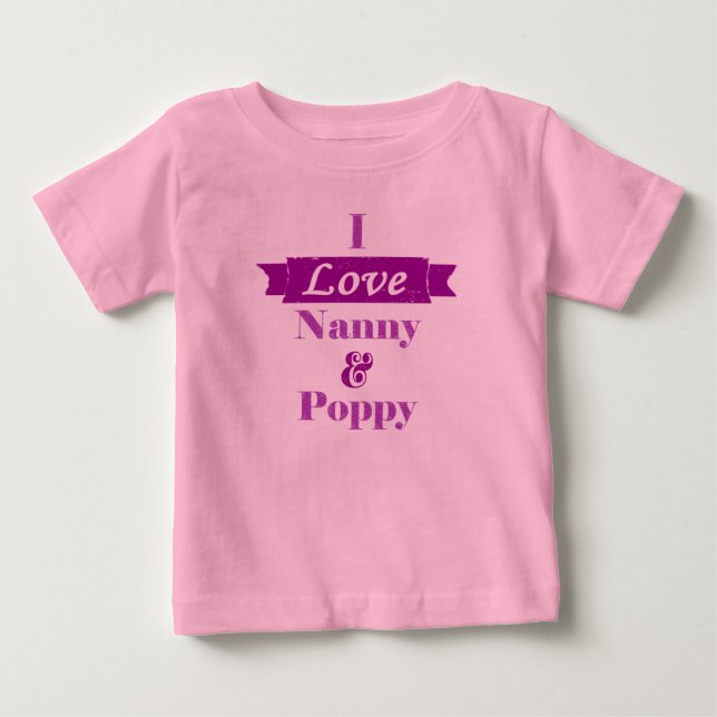 I Liebe-Kindermädchen und Mohnblume - lila Fahne Baby T-shirt (Vorderseite)