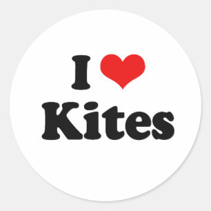 I Liebe Kites Tshirt Runder Aufkleber