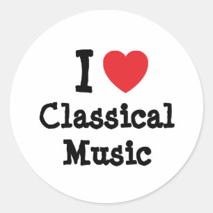 I Liebe Klassisches Musikherz personalisiert Runder Aufkleber