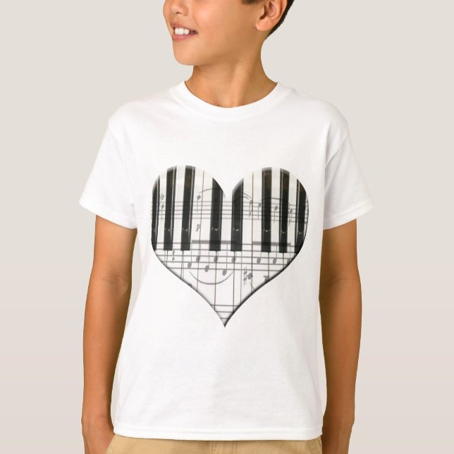 I Liebe-Klavier oder Organ-Musik-Herz-Tastatur T-Shirt (Vorderseite)