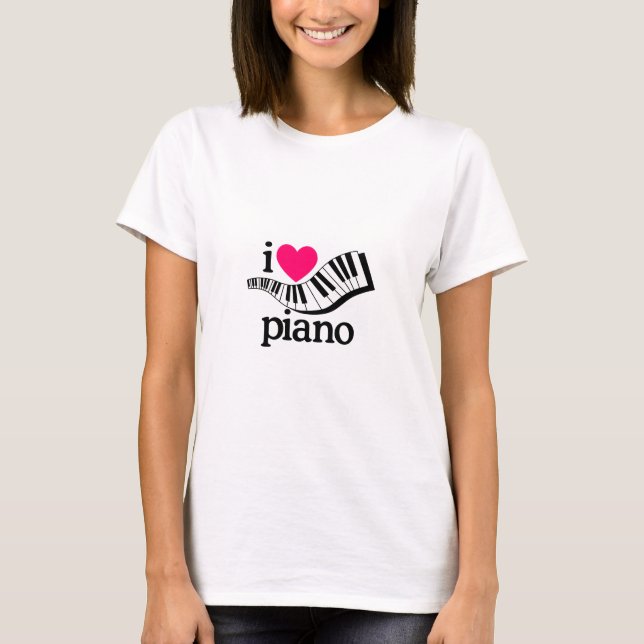 I Liebe-Klavier/Tastatur T-Shirt (Vorderseite)