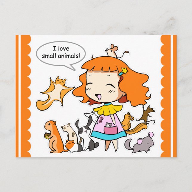 I Liebe Kleintiere Postkarte (Vorderseite)