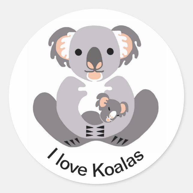 I Liebe KOALAS - Marsupial - Aussie Wildlife - Nat Runder Aufkleber (Vorderseite)