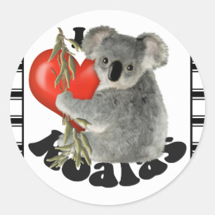 I Liebe Koalas Runder Aufkleber