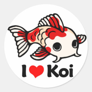 I Liebe Koi Runder Aufkleber