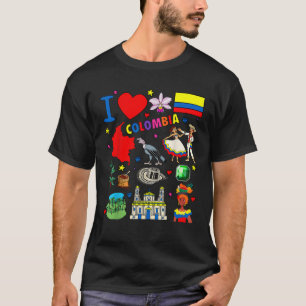 I Liebe Kolumbien Handgezeichnete kolumbianische S T-Shirt