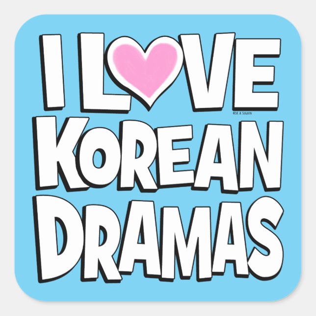 I Liebe Koreanische Dramen Quadratischer Aufkleber (Vorderseite)