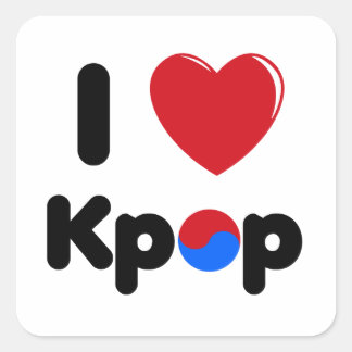 I Liebe Kpop-Quadrat-Aufkleber Quadratischer Aufkleber