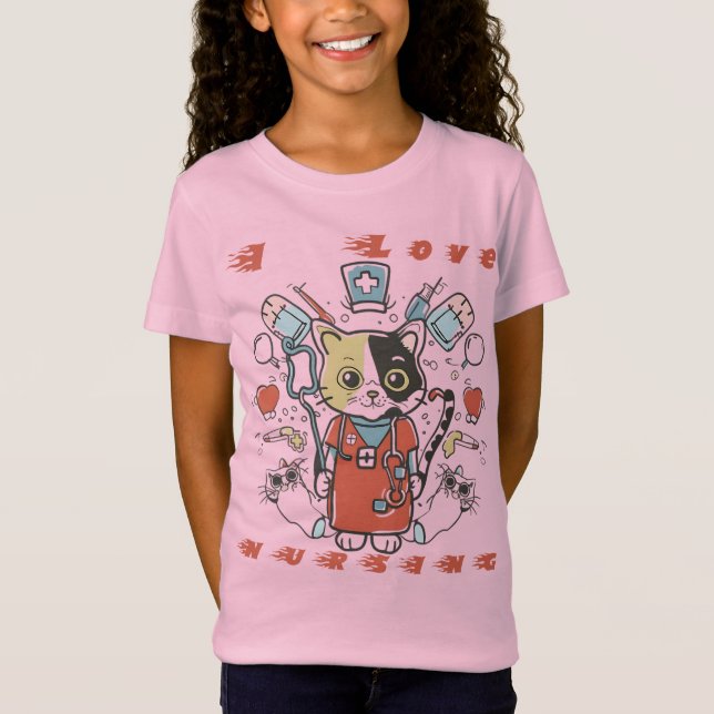 I Liebe Krankenpflege - Katzenpflege T-Shirt (Vorderseite)