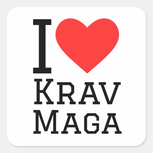 I Liebe Krav maga Quadratischer Aufkleber (Vorderseite)