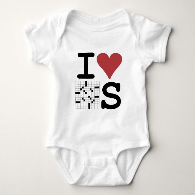I Liebe-Kreuzworträtsel Kleidung und Zusätze Baby Strampler (Vorderseite)