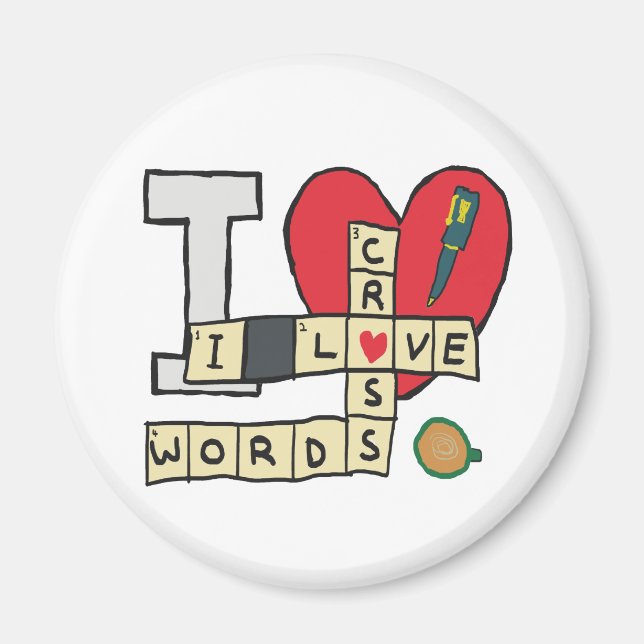 I Liebe Kreuzworträtsel Magnet (Vorne)
