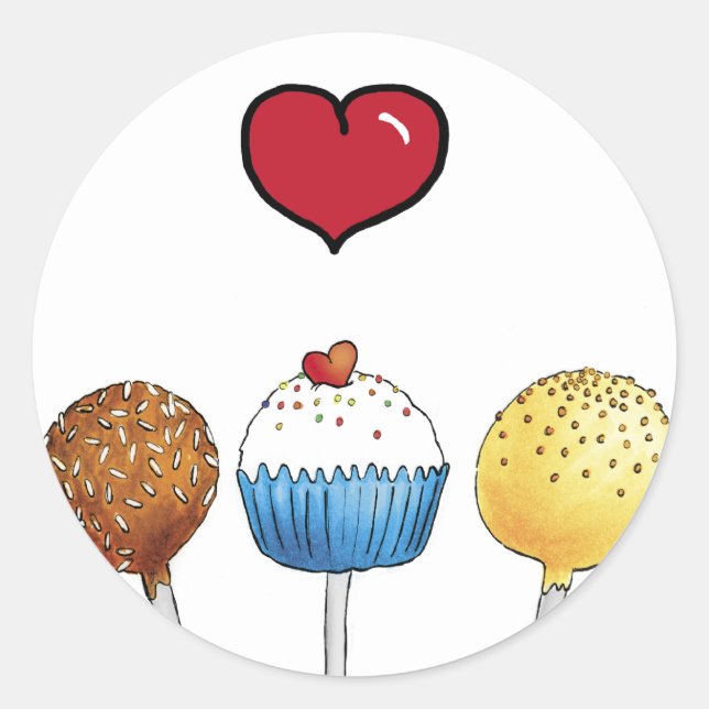 I Liebe Kuchen Pop Runder Aufkleber (Vorderseite)