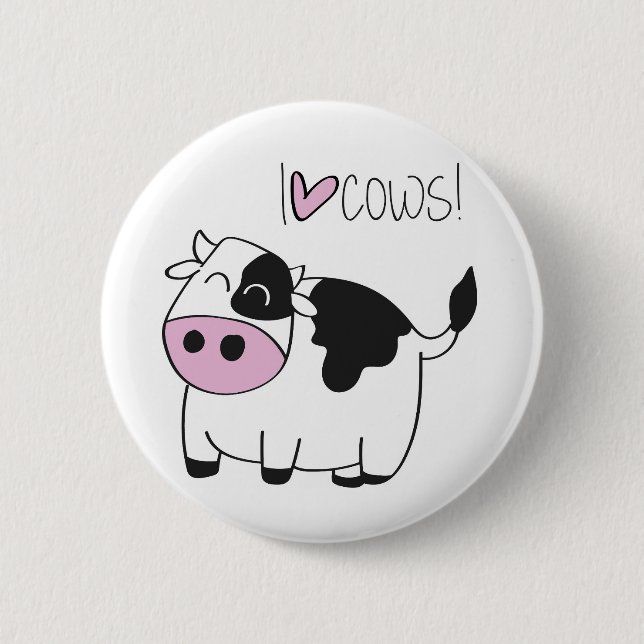 I Liebe Kühe - niedliche lustige Cartoon Kuh Button (Vorderseite)