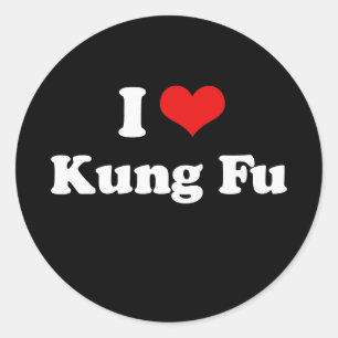 I Liebe Kung Fu Tshirt Runder Aufkleber