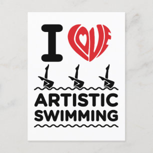 I Liebe Künstlerisches Schwimmbad Synchro Schwimme Postkarte