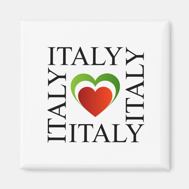 I Liebe kursiv mit italienischer Fahne Magnet (Vorne)