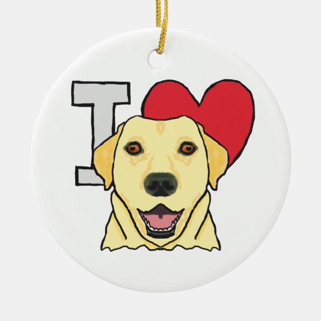 I Liebe Labradors Keramik Ornament (Vorne)