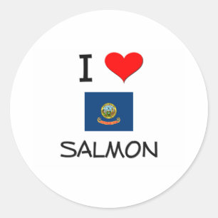 I Liebe LACHSE Idaho Runder Aufkleber