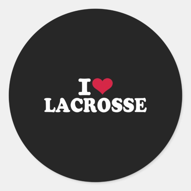 I Liebe Lacrosse Runder Aufkleber (Vorderseite)