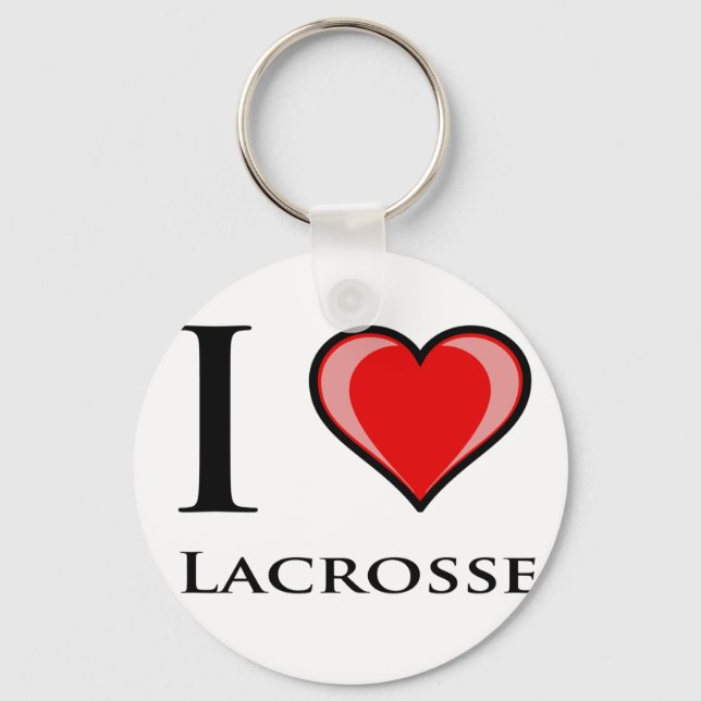 I Liebe Lacrosse Schlüsselanhänger (Vorderseite)