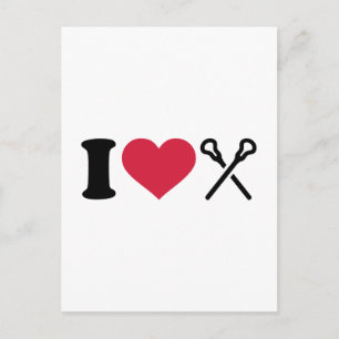 I Liebe Lacrosse Sticks Postkarte