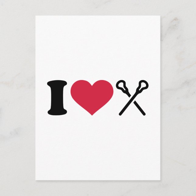 I Liebe Lacrosse Sticks Postkarte (Vorderseite)