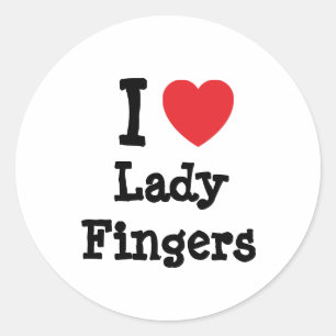 I Liebe Lady Fingers Herzstück T - Shirt Runder Aufkleber